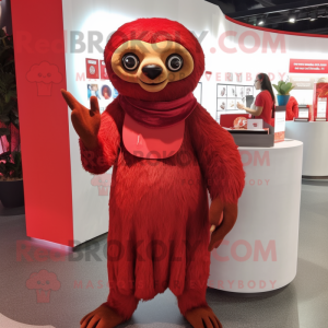 Red Sloth maskot kostume...