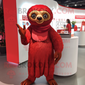 Red Sloth maskot drakt...