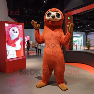 Red Sloth maskot kostume...