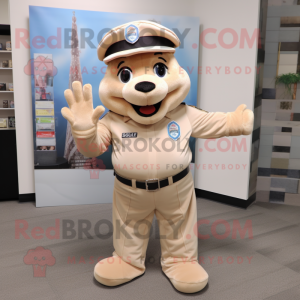 Beige politibetjent maskot...