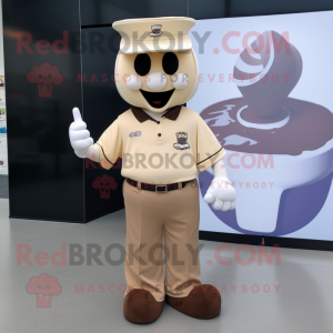 Tan Ice Cream maskot drakt...