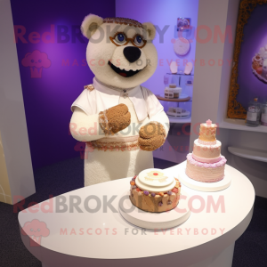 nan Wedding Cake mascot costume character dressed with a Henley Shirt and Bracelets