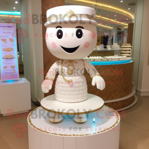 nan Wedding Cake mascot costume character dressed with a Henley Shirt and Bracelets