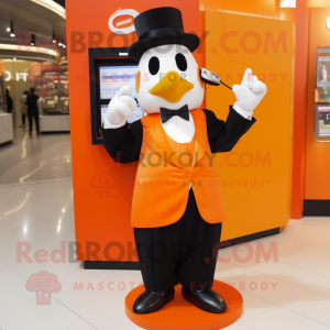 Orange Phone mascot costume character dressed with a Tuxedo and Cufflinks
