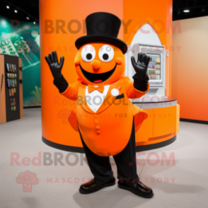Orange Phone mascot costume character dressed with a Tuxedo and Cufflinks