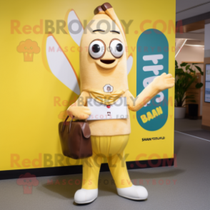 nan Banana mascot costume character dressed with a Chinos and Handbags