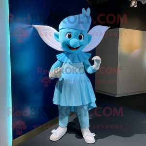 Cyan Tooth Fairy mascot costume character dressed with a Culottes and Belts
