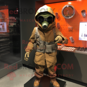 Rust Commando mascot costume character dressed with a Parka and Coin purses