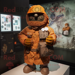 Rust Commando mascot costume character dressed with a Parka and Coin purses