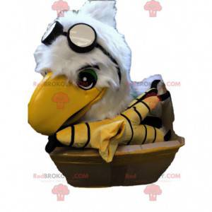 Cabeça de águia branca mascote com óculos de aviador -