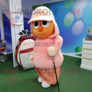 Peach Golf Bag mascot costume character dressed with a Capri Pants and Shawls