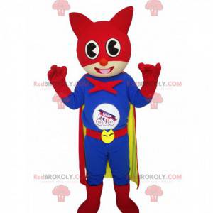 Mascotte del gatto con un costume da supereroe - Redbrokoly.com