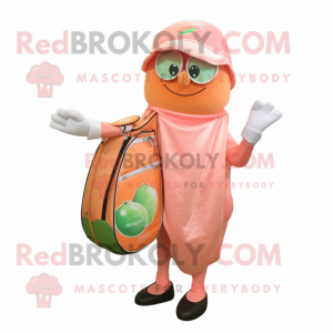 Peach Golf Bag mascot costume character dressed with a Capri Pants and Shawls