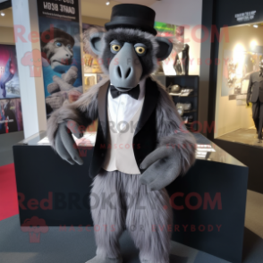 Silver Baboon mascot costume character dressed with a Tuxedo and Scarf clips