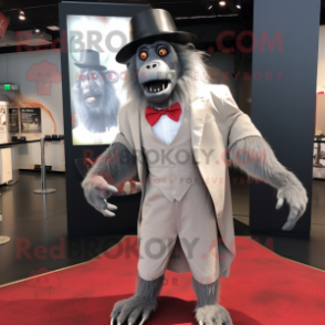 Silver Baboon mascot costume character dressed with a Tuxedo and Scarf clips