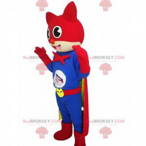 Katzenmaskottchen mit einem Superheldenkostüm - Redbrokoly.com
