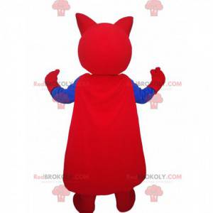 Mascotte del gatto con un costume da supereroe - Redbrokoly.com