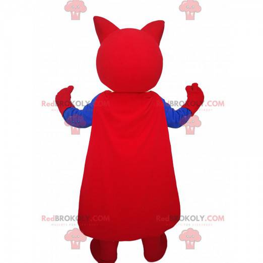 Katzenmaskottchen mit einem Superheldenkostüm - Redbrokoly.com