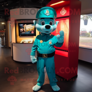 Teal Fire Fighter mascotte...