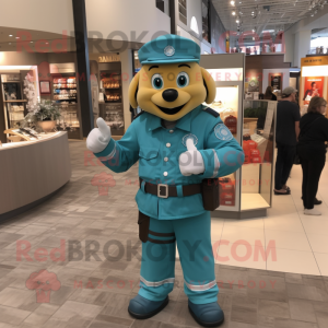 Teal Fire Fighter mascot costume character dressed with a Hoodie and Bracelet watches