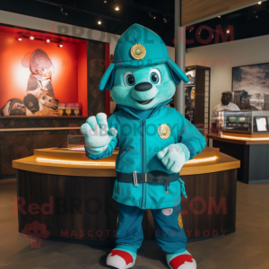 Teal Fire Fighter mascotte...