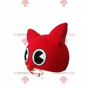 Mascote cabeça de gato vermelho e branco - Redbrokoly.com