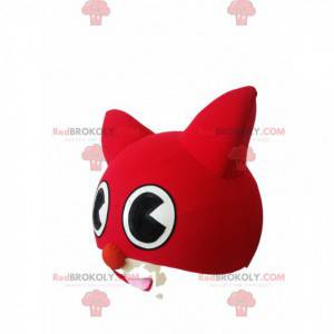 Red and white cat head mascot - Redbrokoly.com