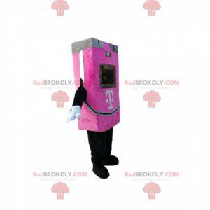 Mascotte de machine automatique fushia avec écran -