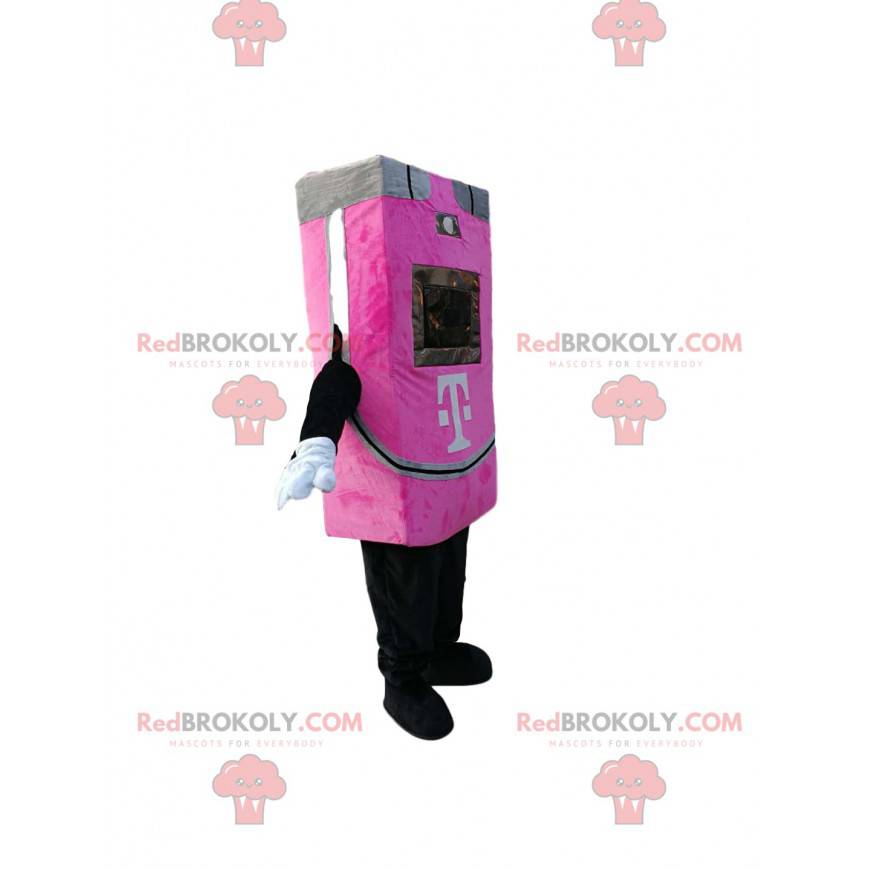 Mascotte de machine automatique fushia avec écran -