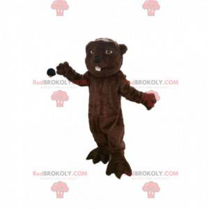 Mascot castor marrón con bonitos ojos. - Redbrokoly.com