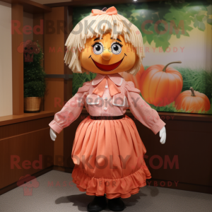 Peach Scarecrow mascot costume character dressed with a Blouse and Headbands