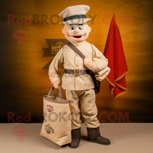 Beige Civil War Soldier mascot costume character dressed with a Cargo Pants and Tote bags