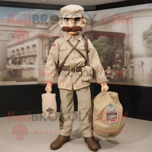 Beige Civil War Soldier mascot costume character dressed with a Cargo Pants and Tote bags