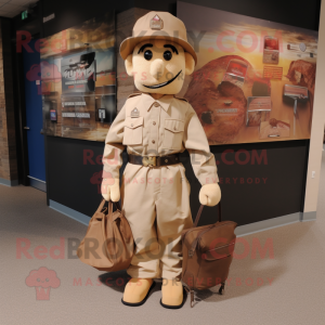 Beige Civil War Soldier mascot costume character dressed with a Cargo Pants and Tote bags