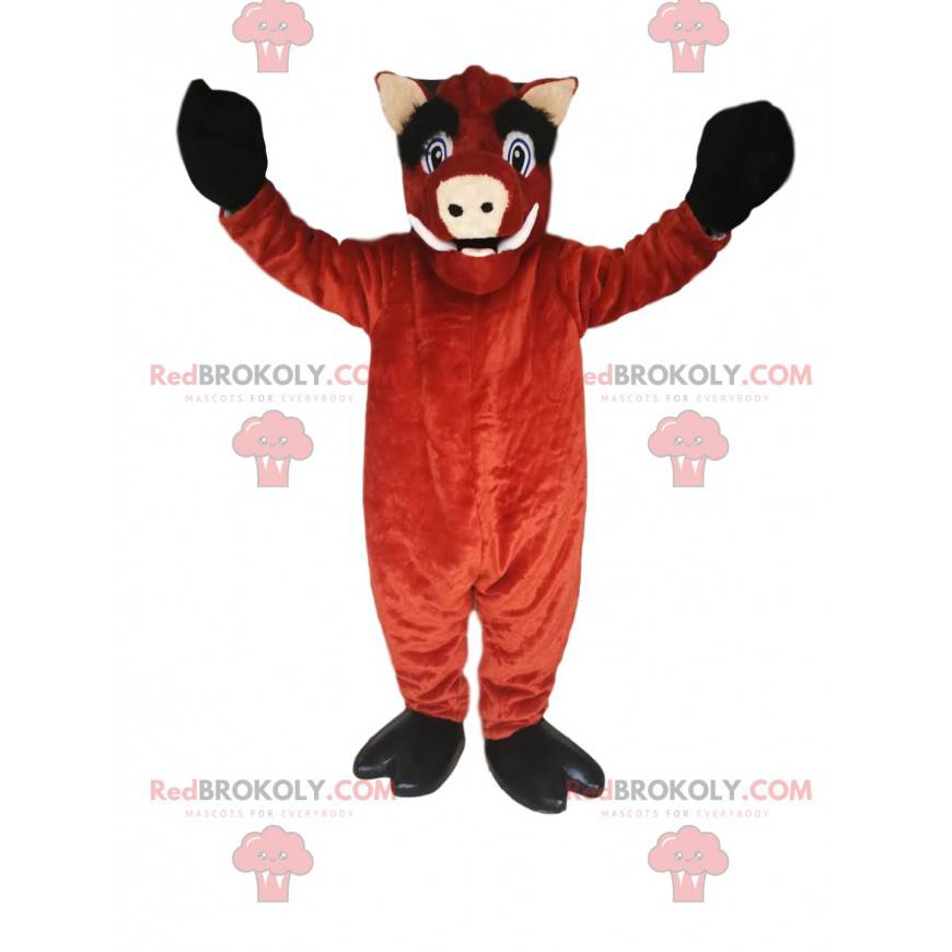 Maskot hnědého kance s velkými špičáky a velkýma očima - Maskot hnědého kance s velkými špičáky a velkýma očima -