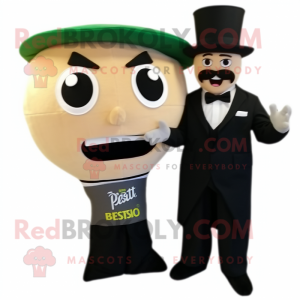 Tan Pesto Pasta mascot costume character dressed with a Tuxedo and Keychains