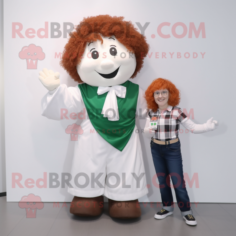 White Irish Flag mascot costume character dressed with a Mom Jeans and Pocket squares