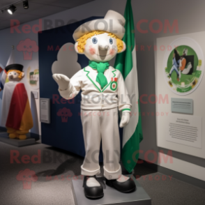 White Irish Flag mascot costume character dressed with a Mom Jeans and Pocket squares
