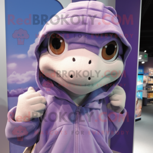 Lavender Sea Turtle mascot costume character dressed with a Hoodie and Scarf clips