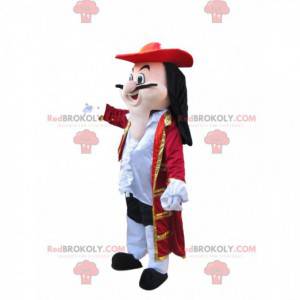Captain Hook-mascotte met een weelderige rode jas -