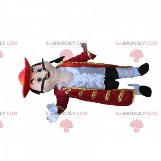 Captain Hook maskot med en overdådig rød frakk - Redbrokoly.com