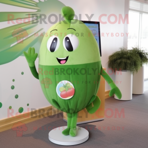 Olive Melon mascot costume character dressed with a Cover-up and Hairpins