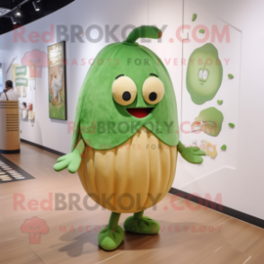 Olive Melon mascot costume character dressed with a Cover-up and Hairpins