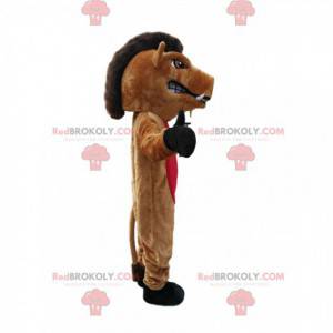 Mascot brown and red boar threatening with a superb crest -