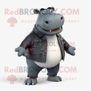 Black Hippopotamus mascot costume character dressed with a Bootcut Jeans and Cummerbunds
