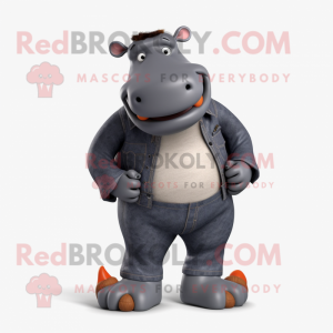 Sort Hippopotamus maskot...