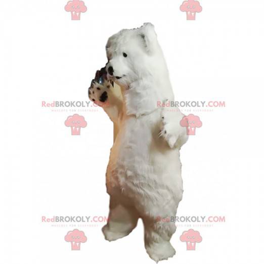 Mascotte d'ours blanc avec une fourrure éclatante -