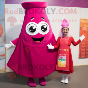 Magenta Enchiladas mascot costume character dressed with a A-Line Dress and Cummerbunds