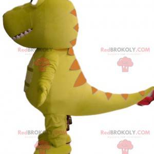 Groene dinosaurusmascotte met een grappig hoofd - Redbrokoly.com