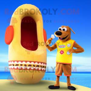 Tan Hot Dog mascotte...